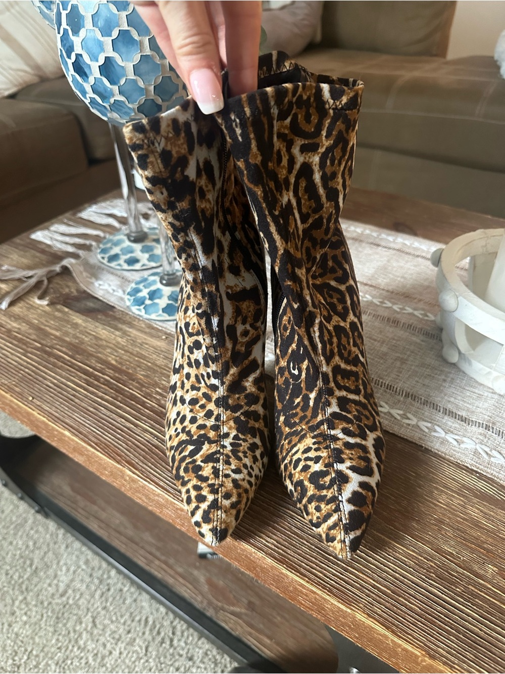 Forever 21 Leopard Print Pointed Toe Ankle Boots - Brown & Black